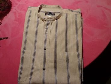 Radna odeća: AKCIJA!PAMUCNA MUSKA KOSULJA SA RUSKOM KRAGNOM Bela prugasta — 2