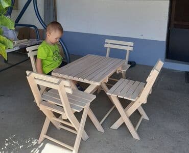 set za krstenje cena: DRVENA GARNITURA NA RASKLAPANJE STO STOLICE Dimenzije stola: 80x50cm — 6