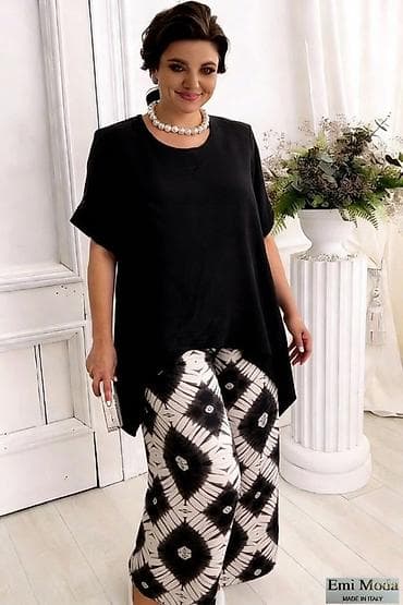 Men's Clothing: Komplet ženska tunika + široke pantalone Emi Moda (Made in Italy)gs - — 2