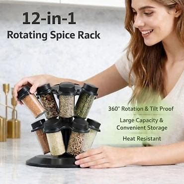 Rotacioni stalak za začine sa 12 bočica Unesite red, preglednost i — 5