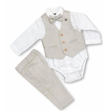 set za krštenje za dječake: Elegantni komplet bodi sa prslukom i leptir-mašnom za bebe Šifra — 1