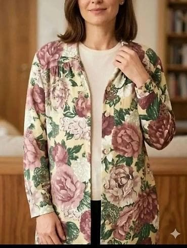 Ženska dugačka košulja/lagani kaput od tkanine sa cvetnim dezenom -