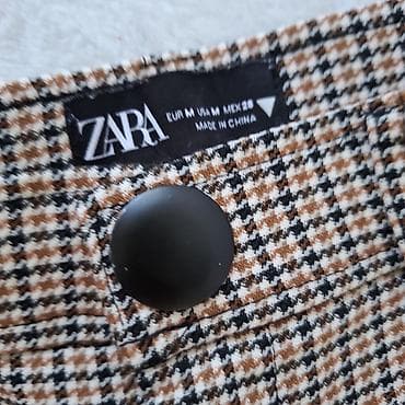 farmerke kragujevac: ZARA ženske pantalone – karirani dezen (crno-belo-braon), veličina M — 2