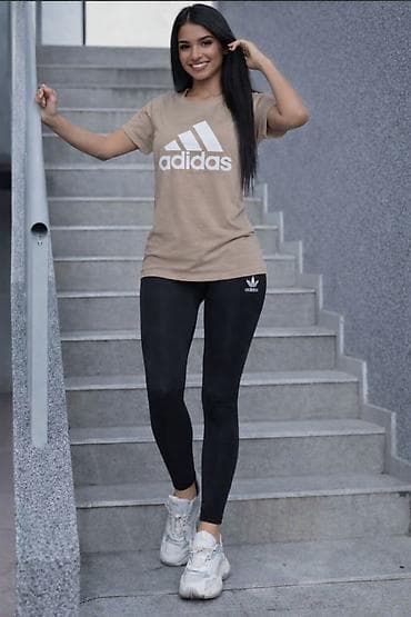zenske bluze: Adidas ženska sportska kombinacija – majica i helanke S M L XL 2XL - — 2