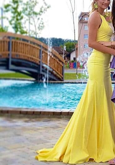 haljine sa perjem beograd: M, bоја - Žuta, Večernji, maturski, Na bretele — 3