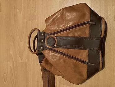 calvin klein torba cena: Kožna torba/ruksak 2 u 1, u kombinaciji svetlosmeđe i tamnosmeđe kože — 3