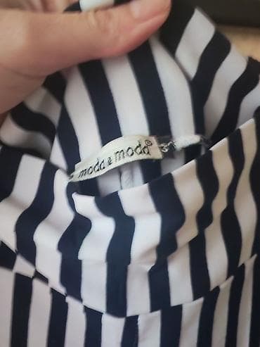 crna kosulja i bez pantalone: Ženske pantalone sa prugama – moda & moda - Model: ravne/nogalije — 2