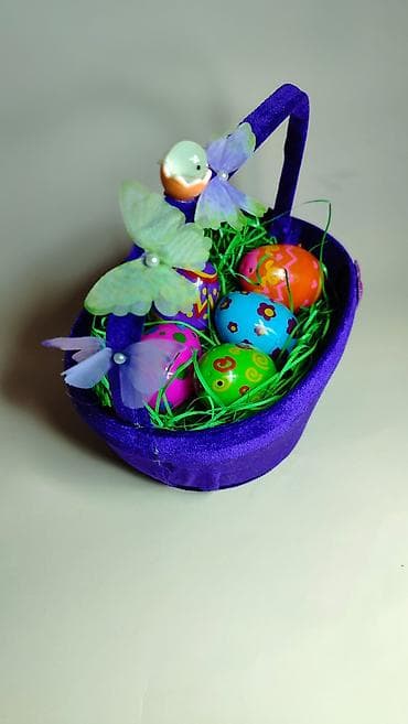 Rasveta: Uskršnja dekorativna korpica – ručni rad - Materijal: meka pliš/velur — 2