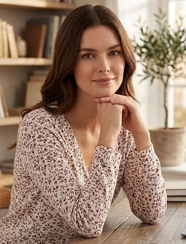 Ženska bluzica sa dugim rukavima – cvetni dezen - Materijal: meka