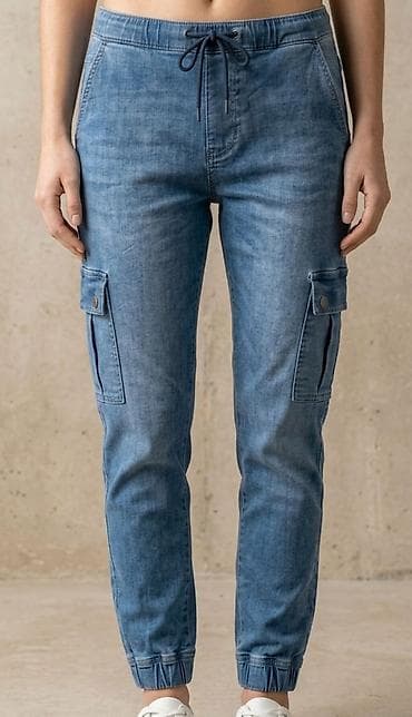 comma pantalone: Ženske cargo jogger farmerke - Materijal: teksas sa blagim elastičnim — 1