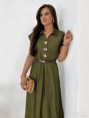 Lične stvari: 💫💫Ženska midi košulja-haljina sa pojasom - Elegantna A-kroj silueta — 9