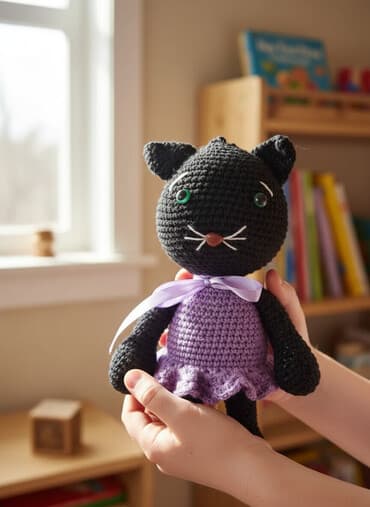 igračke za decu od godinu dana: Heklana igračka mačka 🌈 U svet mašte vodi te končić po končić… 🧶💫 — 1