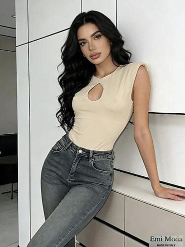 dnevna krema limes: Ženski bodi bez rukava sa dekorativnim izrezom na prednjem delu — 3