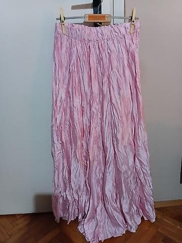 ivko clothing: Roza duga suknja od satenskog sjajnog materijala. - Kroj: široka — 3
