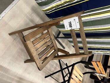 decije fotelje ikea: Drvena fotelja sa naslonima za ruke i naslonom sa letvicama. Izrađena — 1