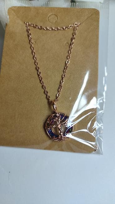 naocare za motor: Ogrlica sa priveskom „Drvo života” – roze-zlatni ton - Lančić: fino — 2