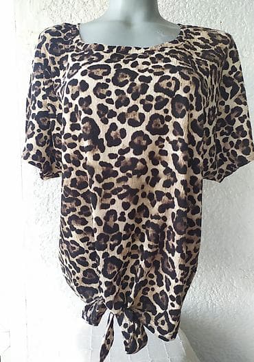 animal print bluza: "JANINA" Bluza Leopard Print - Kratak Rukav * L ⭕ Stanje: Odlično - — 1