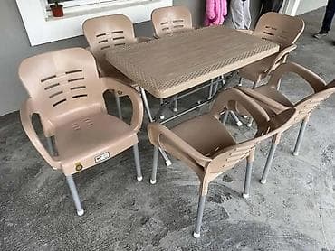 beli retro namestaj: Vrtni set: sto + 6 stolica - Komplet sadrži pravougaoni sto i šest — 7