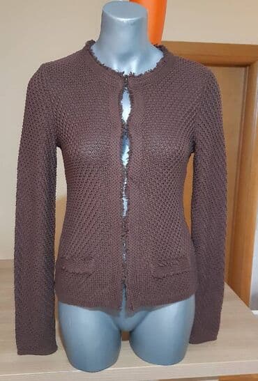 zara haljina sa resama: Ženski pleteni kardigan, braon boje. - Kroj: strukirani kardigan sa — 4
