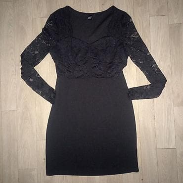 Lične stvari: Crna elegantna haljina sa čipkanim gornjim delom i dugim rukavima — 2