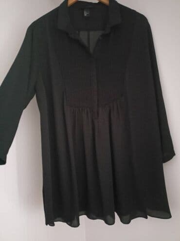 pamučne haljine tunike: H&M, L (EU 40), Poliester, Jednobojni, bоја - Crna — 5