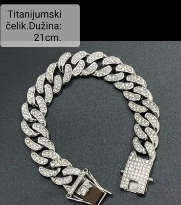 srebro 585: Lančana narukvica, Materijal: Cirkon, Titanijum — 3