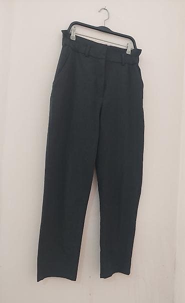Pants: Ženske pantalone – tamnosive, visok struk - Kroj: ravna nogavica — 4