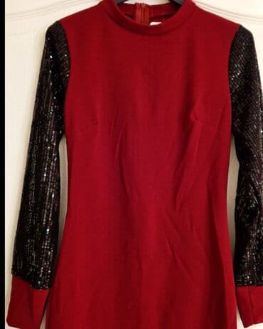 svecane haljine sa cirkonima: One size, color - Red, Evening, Long sleeves — 2