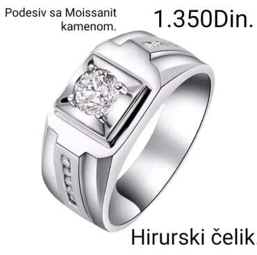 zensko prstenje od hirurškog celika: Muški prsten, Materijal: Hirurški čelik, Cirkon — 11