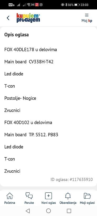 FOX 40DLE178 i FOX 40D102 – delovi za televizore (40") Dostupne