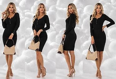 zensko mace: Crna ženska haljina – pripijeni kroj, midi dužina - Elegantna crna — 3