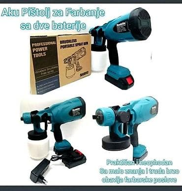 lasersko skidanje korozije: Makita akumulatorski pištolj za farbanje 800w + dve baterije Cena — 3