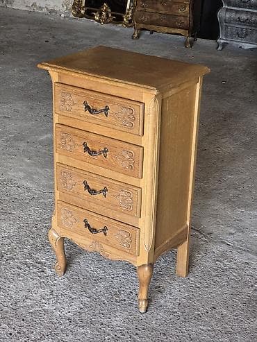 ratan bambus namestaj: Komoda sa 4 fioke – rustični/vintage stil - Materijal: masivno drvo — 8