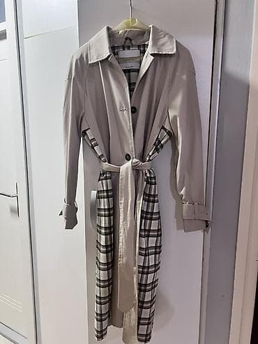 bele ravne sandale: Bershka ženski mantil/trenč kaput - Veličina: S (EUR S / USA S / MEX — 1