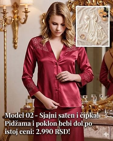 keratin: Ženske pidžame od sjajnog satena sa detaljima od čipke. - Gornji deo — 2