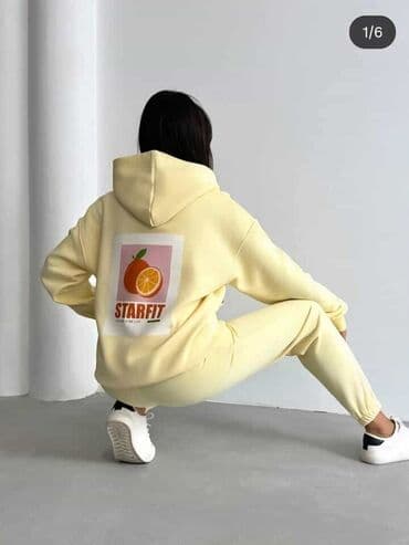 tech fleece zuti: Ženski trenerka set STARFIT – dukserica s kapuljačom i donji deo - — 3