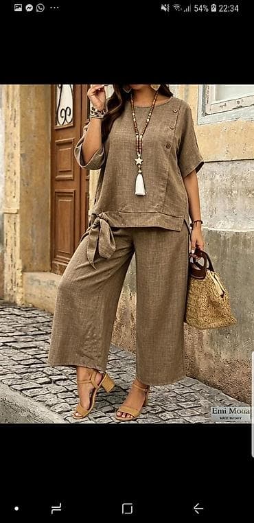 veleprodaja torbi novi pazar: Damski dvodelni komplet – košulja i pantalone širokog kroja - — 1