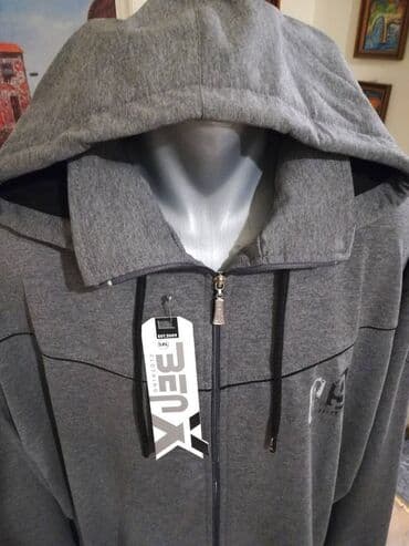 velicine pantalona: Novi muski duks sa kapuljacom u velikom broju Benx 5XL Sivi — 2