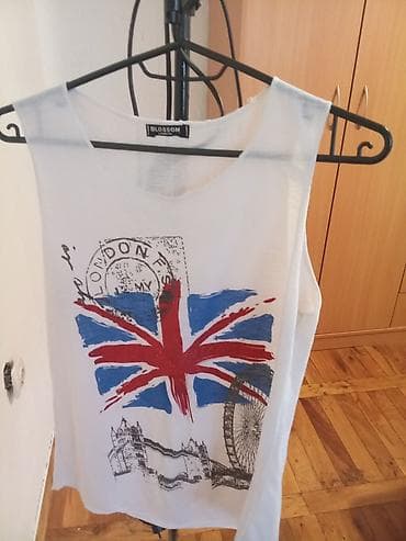 asimetricna majica: Majica bez rukava Blossom London motiv - Bela ženska majica bez — 2