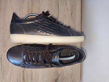 Patike: Emporio Armani muške patike – kožne, tamno sive/ugljen nijanse sa — 4