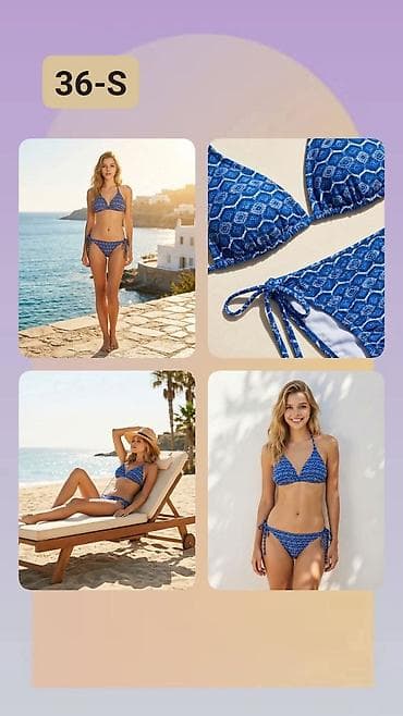 farmerice s: Bikini set – veličina 36/S - Dvodijelni kupaći kostim u plavoj boji — 1