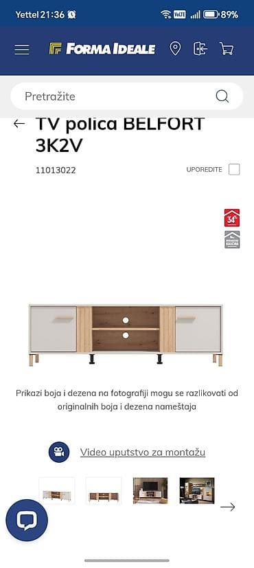 TV polica BELFORT - Moderan TV element sa dve zatvorene komore sa