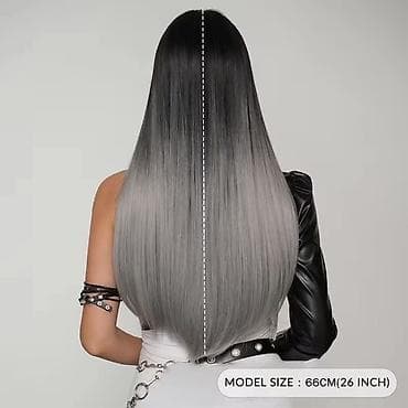 mona bez torbe: Perike – 3400 din Duga ravna perika sa šiškama, ombre prelaz crna → — 5