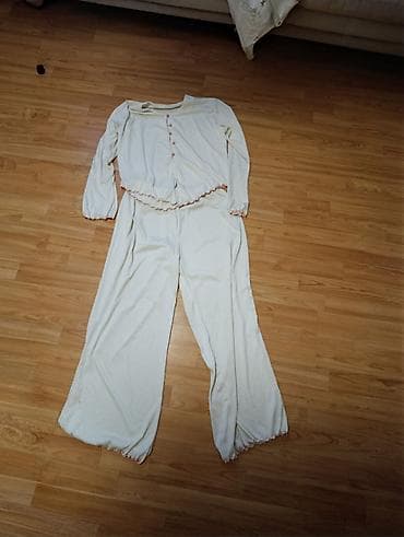 Women's Sweatsuits: Damska pidžama komplet – bluza i pantalone - Boja: krem/vanila - — 1