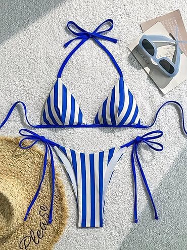 - Dizajn: klasičan trouglasti grudnjak i bikini gaćice sa vezivanjem
