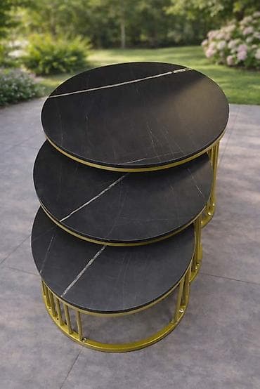 klub stolovi stilski: 🪑✨ Set modernih stolića MILANO – 3 komada – imitacija mermera 🏡 — 5