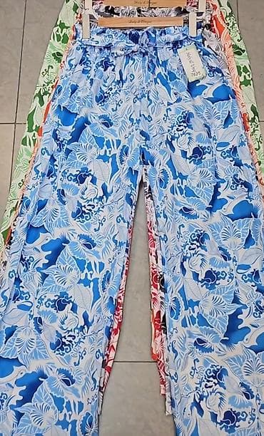 forma ideale beograd extra centar: Široke sarene pantalone sa tropskim printom sa elastičnim pojasem sa — 4