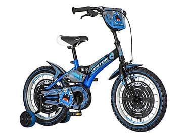 pleteni džemperi za decake: Bicikl kids Visitor Bluester 16" 10" V-brake + kontra, crno‑plavi — 1