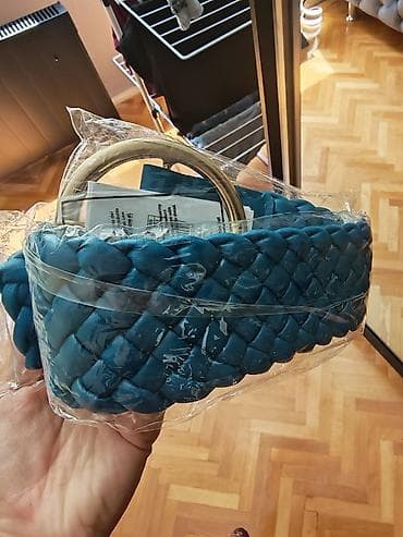 torba za putovanje: Pleteni damski kaiš – tirkizno/plava boja 102 cm dužina - Širok — 3