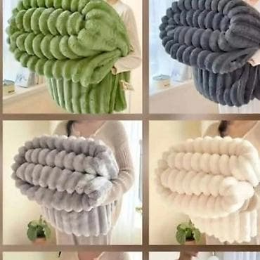 ljubicice sobne cena: Plišano rebrasto prekrivač/ćebe za krevet 200x200 - Materijal — 4